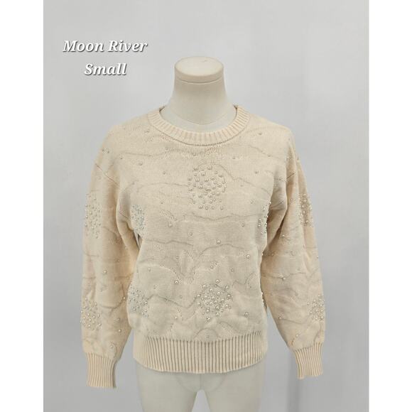 Moon River Pearl-Embellished Sweater — Women’s Small - NWT - Picture 1 of 6